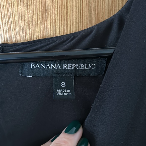 EUC classic black faux-wrap dress with tie, cute button detail at sleeve - Picture 5 of 12